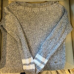 VGUC-Hollister Marled Gray Varsity Stripe Cotton Sweater Size Small